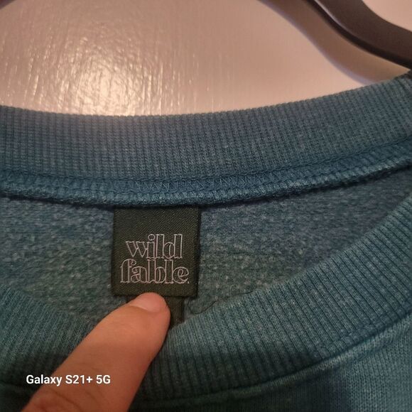 Wild Fable Womans Top Green XXL Pullover Sweatshirt Cropped New York Plus Size - Picture 4 of 6